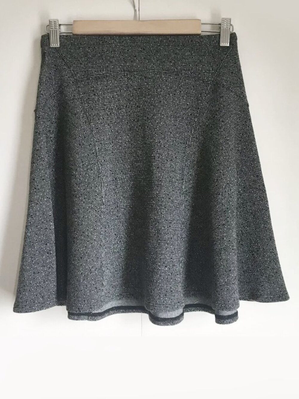 Max Studio Black & White TV Static A-Line Swing Skirt - Micro Print - XS